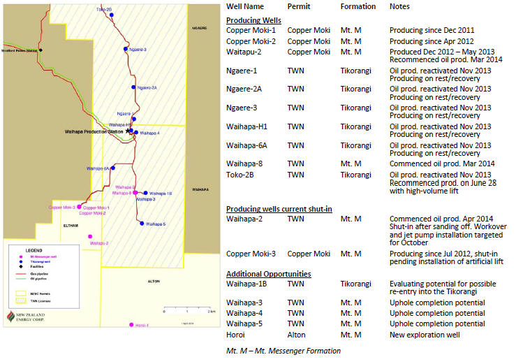 If you cannot view the image above or would like to view an enhanced version of NZEC's Production & Development Wells, please visit: http://orders.newsfilecorp.com/files/2648/11958_newzea2.jpg